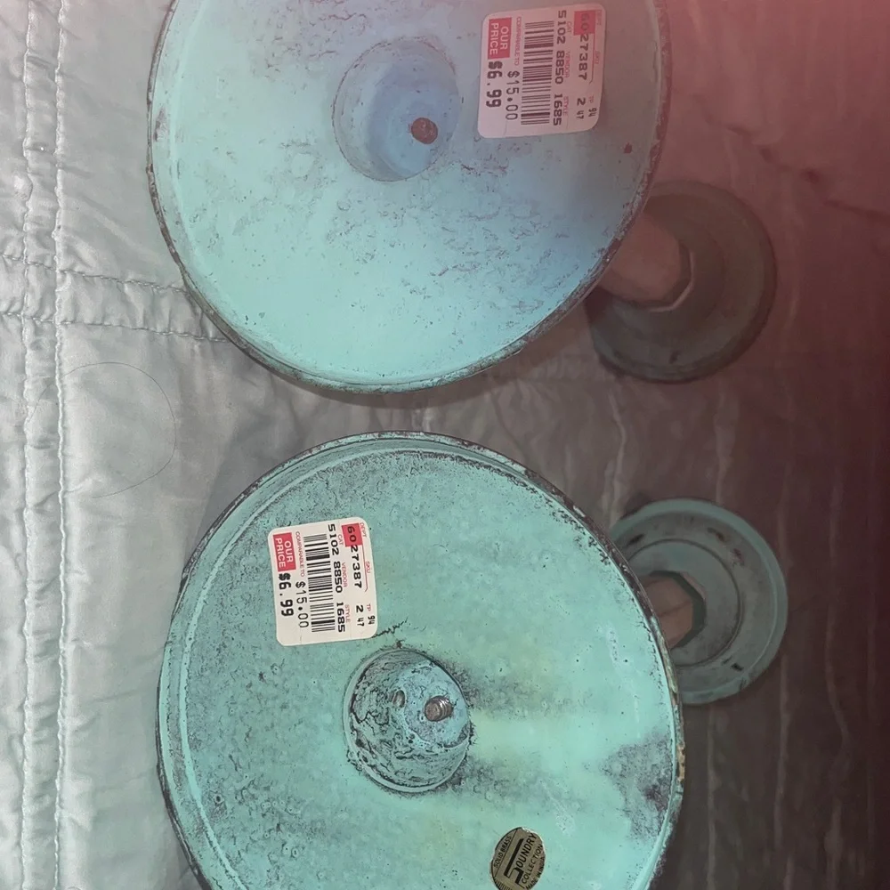 Sundry Mint Green and Cream Candle Holders